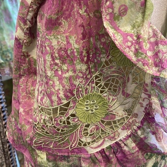 City Girl by Nancy Bolen 2-Piece Set Floral Ruffle Jacket Skirt Suit Sz 16 - Picture 5 of 16